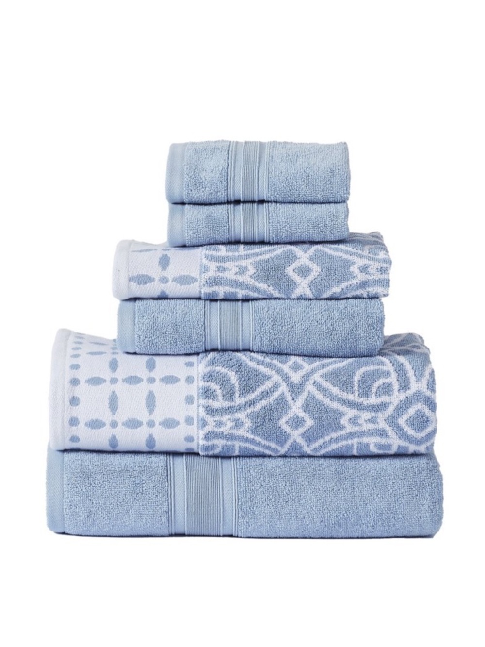 MODERN THREADS NWT Monroe
6-pc Yarn Dyed Jacquard/ Solid Towel Set, Blue
